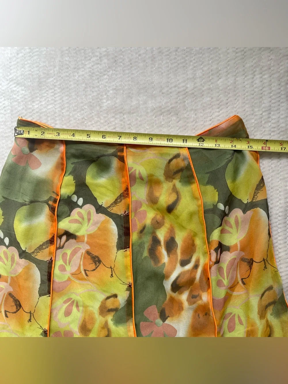 Lapis Sheer Skirt in Olive Green with Orange Trim - Picture 7 of 7